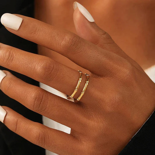 Gold Plated Anti Tarnish Stainless Steel Contemporary Adjustable Finger Ring