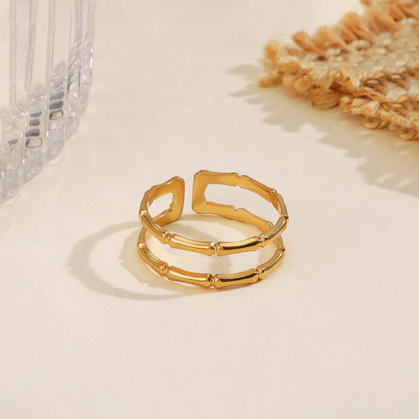 Gold Plated Anti Tarnish Stainless Steel Contemporary Adjustable Finger Ring